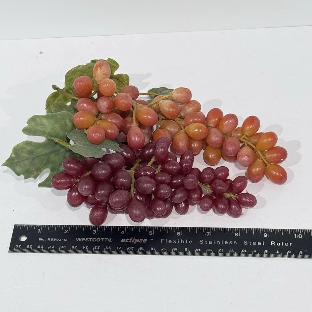 Vintage Pair of Soft Rubber Faux Grape Clusters Made in Hong Kong‎ Mid Century